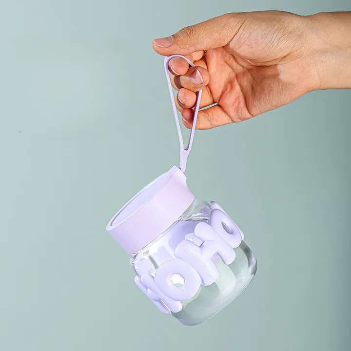 Cute Glass Bottle With Silicone Grip