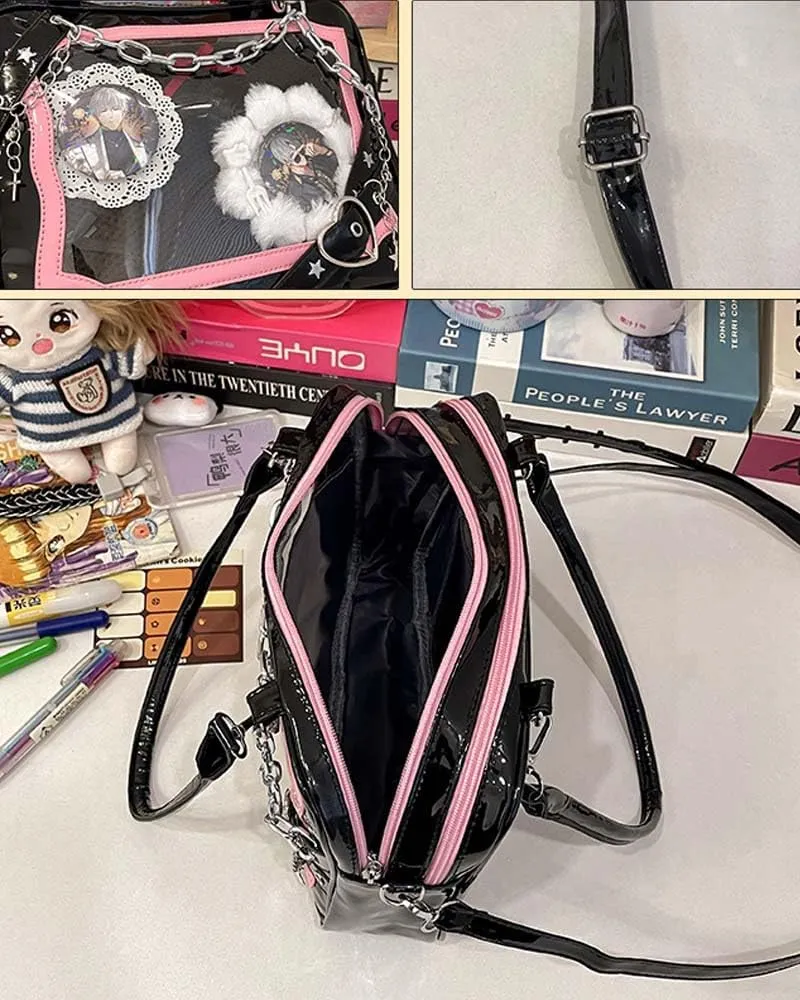 Cute ITA bag, a badge display bag that can be carried on both shoulders, suitable for daily wear and fashion shows