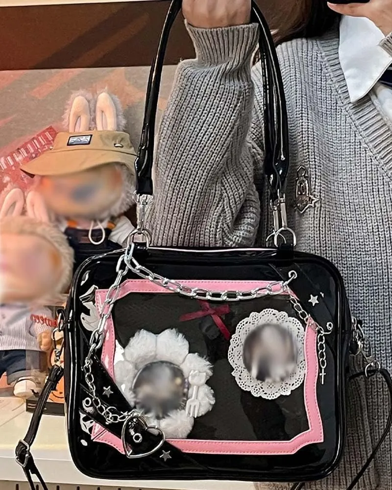 Cute ITA bag, a badge display bag that can be carried on both shoulders, suitable for daily wear and fashion shows