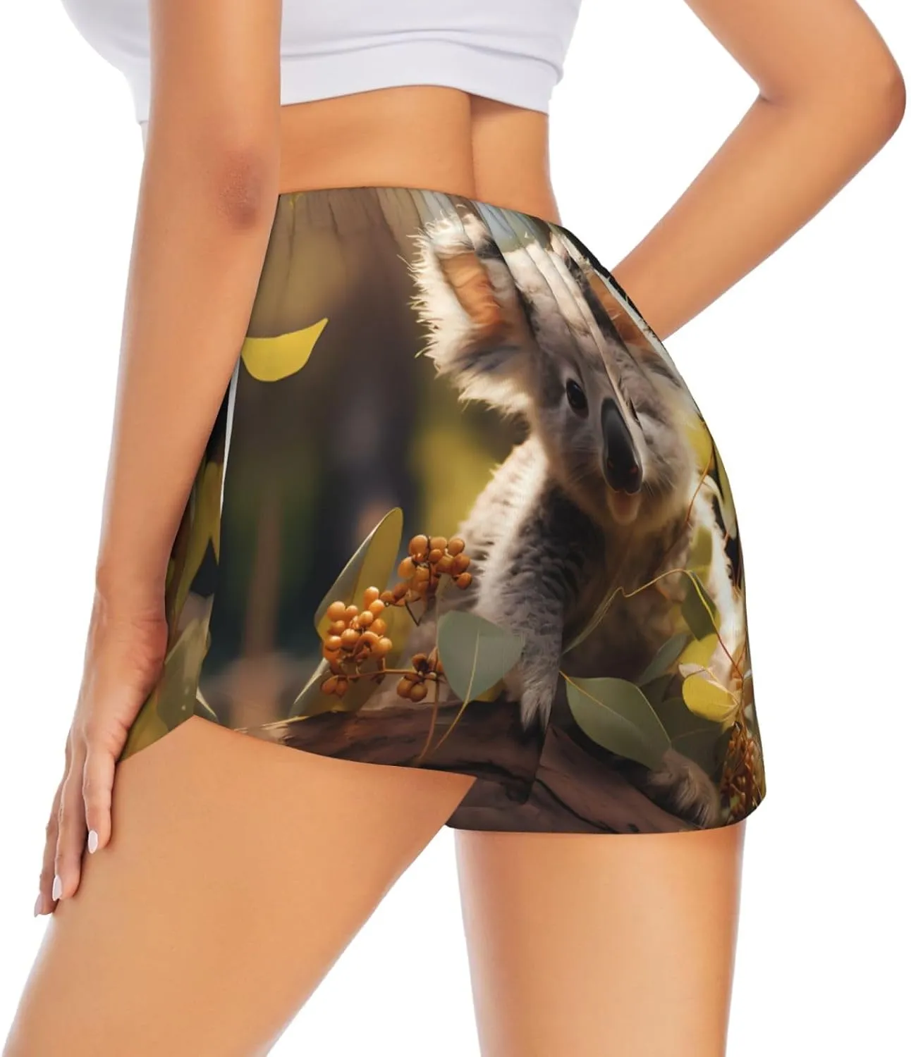 Cute Koala Plant Graphic Summer Sports Shorts - Great for Running, Gym and Yoga
