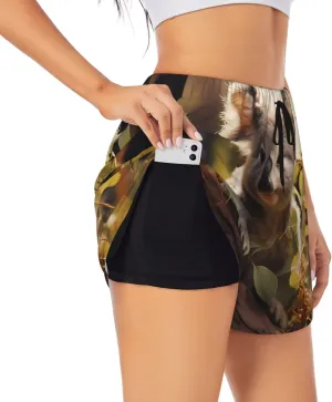 Cute Koala Plant Graphic Summer Sports Shorts - Great for Running, Gym and Yoga