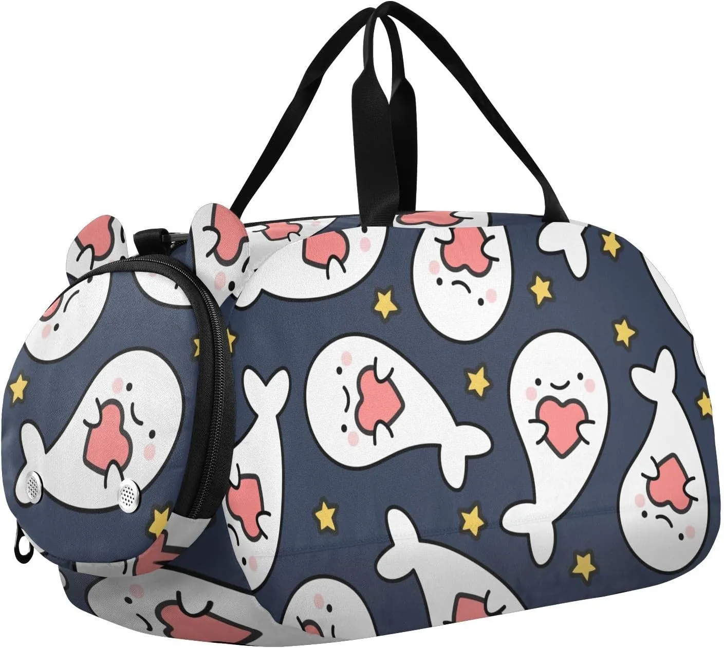 Cute Seal Hearts Seamless Duffel Bags for Boys Small Gym Bags for Teens Dance Bag for Girls