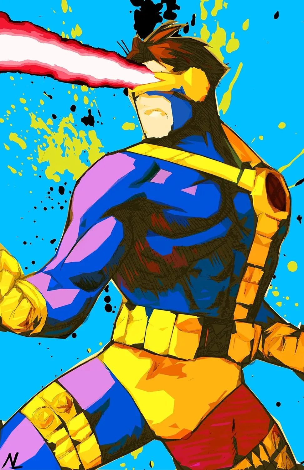 Cyclops Scott Summers Illustration - X-men Superhero Comic Book Pop Art Poster Print (11x17 inches)