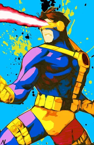 Cyclops Scott Summers Illustration - X-men Superhero Comic Book Pop Art Poster Print (11x17 inches)