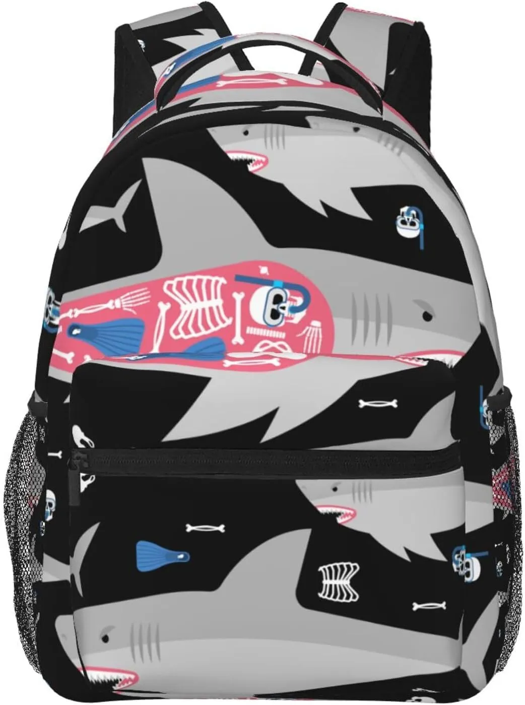 Dangerous Sharks Diver'S Skeleton In Shark Belly Backpacks 15 Inch Laptop Backpack Multipurpose Double Shoulder Bag For Men Women Gifts