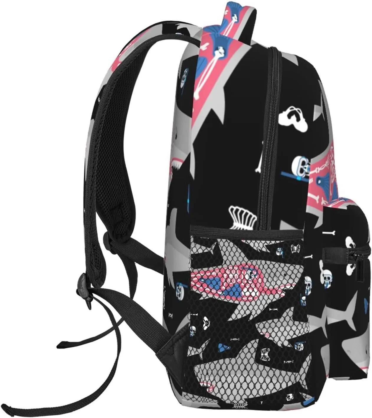 Dangerous Sharks Diver'S Skeleton In Shark Belly Backpacks 15 Inch Laptop Backpack Multipurpose Double Shoulder Bag For Men Women Gifts