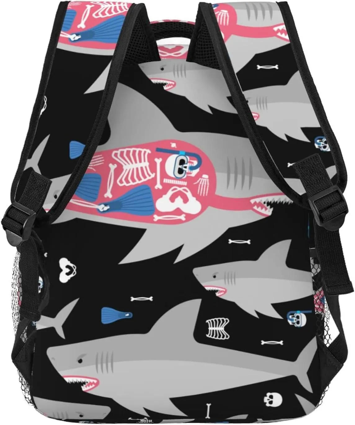 Dangerous Sharks Diver'S Skeleton In Shark Belly Backpacks 15 Inch Laptop Backpack Multipurpose Double Shoulder Bag For Men Women Gifts