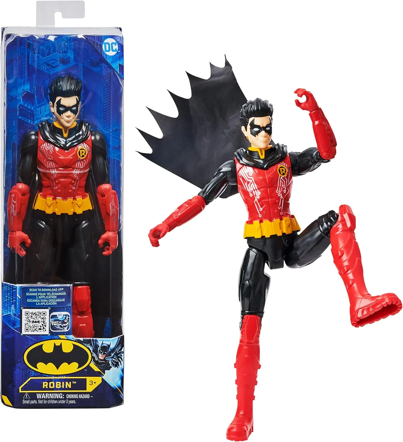 DC Comics Batman 12-inch Robin Action Figure (Red/Black Suit), Kids Toys for Boys Aged 3 and up