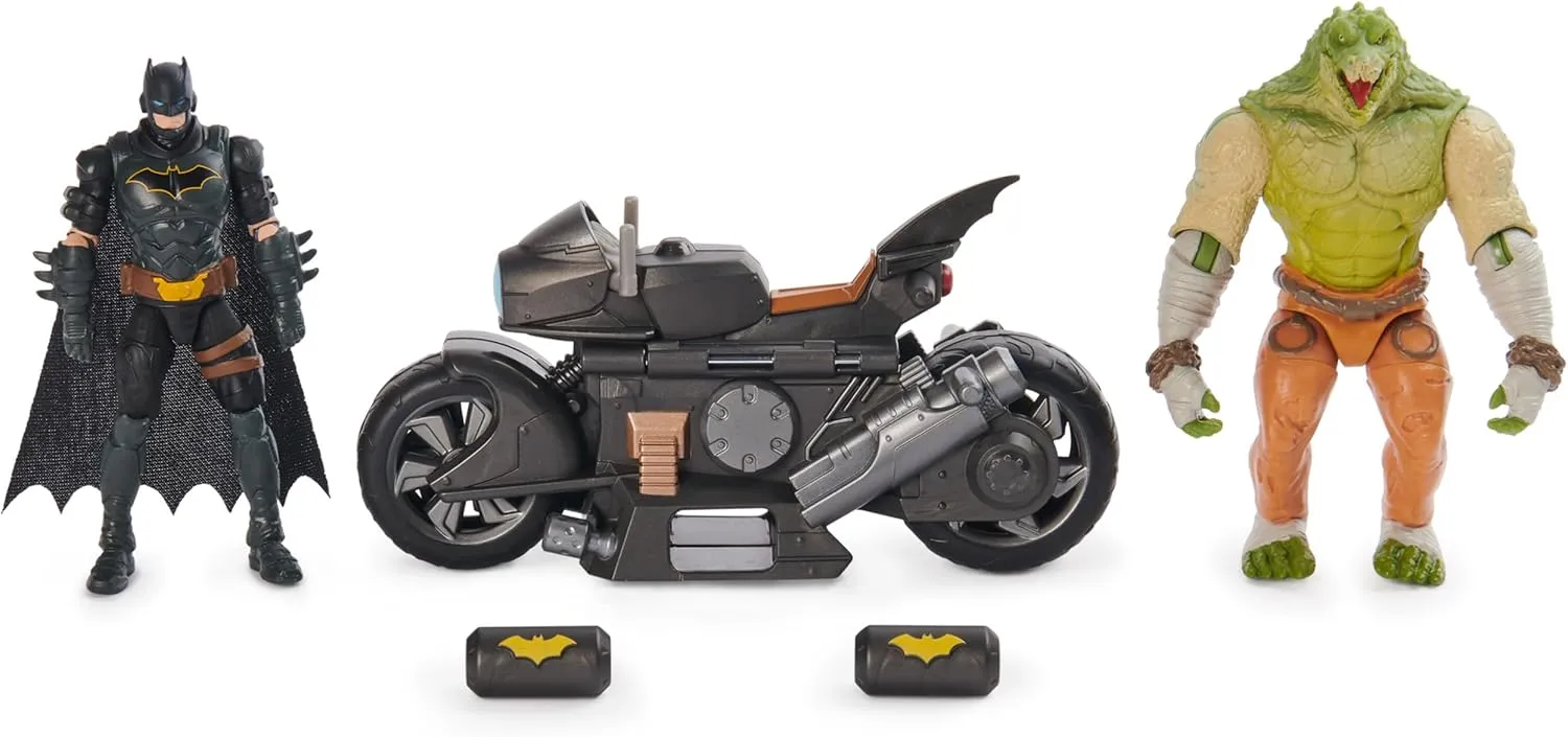DC Comics, Batman Transforming Batcycle Battle Pack with Exclusive 4-inch Killer Croc and Batman Action Figure, Kids Toys for Boys and Girls Ages 4 