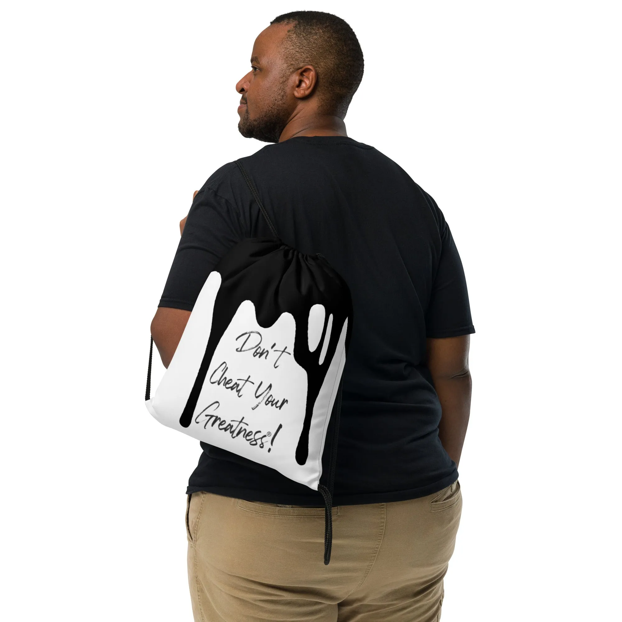 DCYG DRIP Black logo & White Drawstring bag
