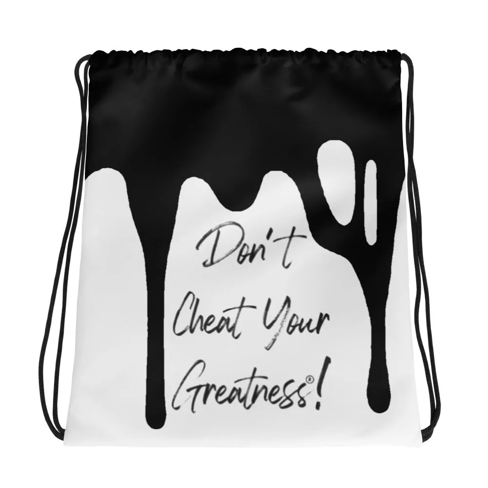 DCYG DRIP Black logo & White Drawstring bag
