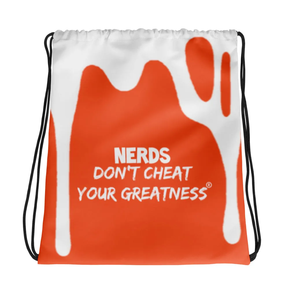 DCYG DRIP NERDS White Logo & Orange Drawstring bag