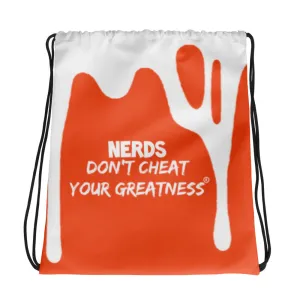 DCYG DRIP NERDS White Logo & Orange Drawstring bag