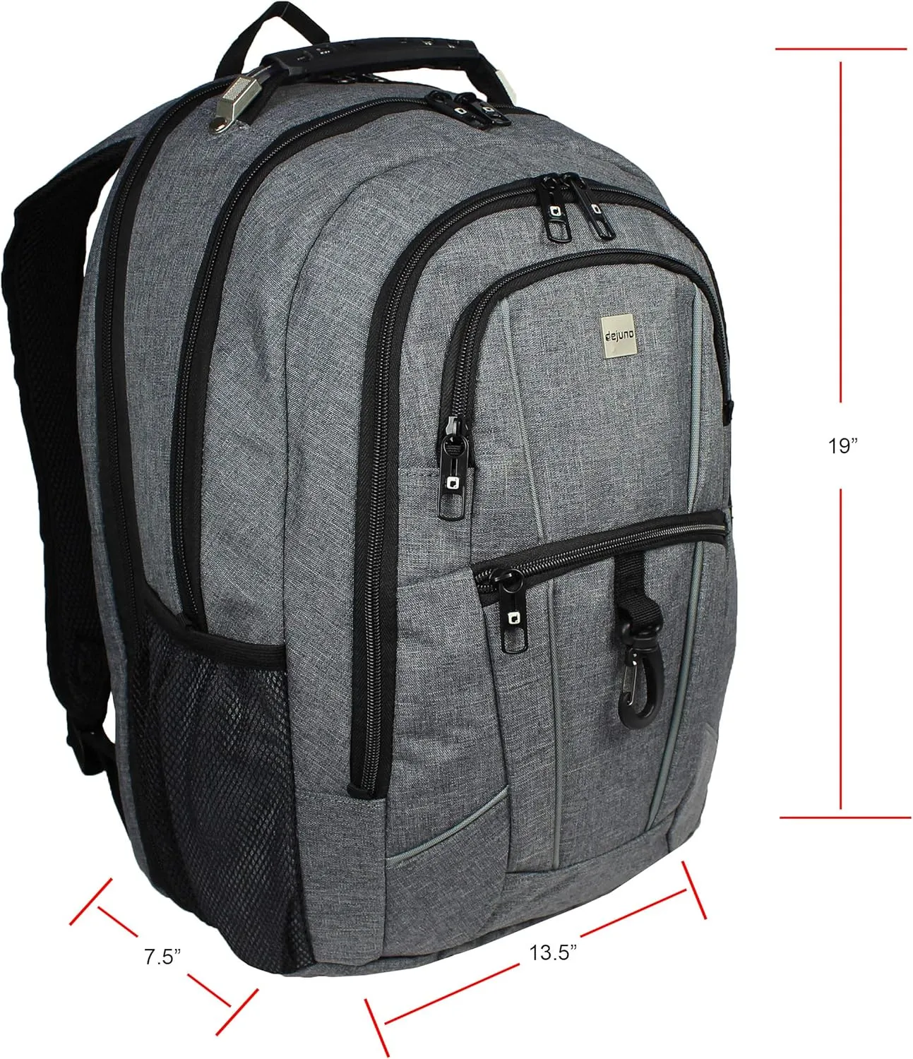Dejuno Men's Commuter Backpack Checkpoint-Friendly Laptop Pocket, Heather Grey, 15.6-Inch