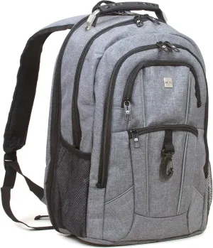 Dejuno Men's Commuter Backpack Checkpoint-Friendly Laptop Pocket, Heather Grey, 15.6-Inch
