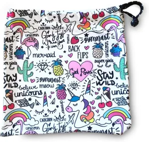 Destira Unicorn Doodles Gymnastic Grip Bag, Fun Graphics Drawstring Gym Bag