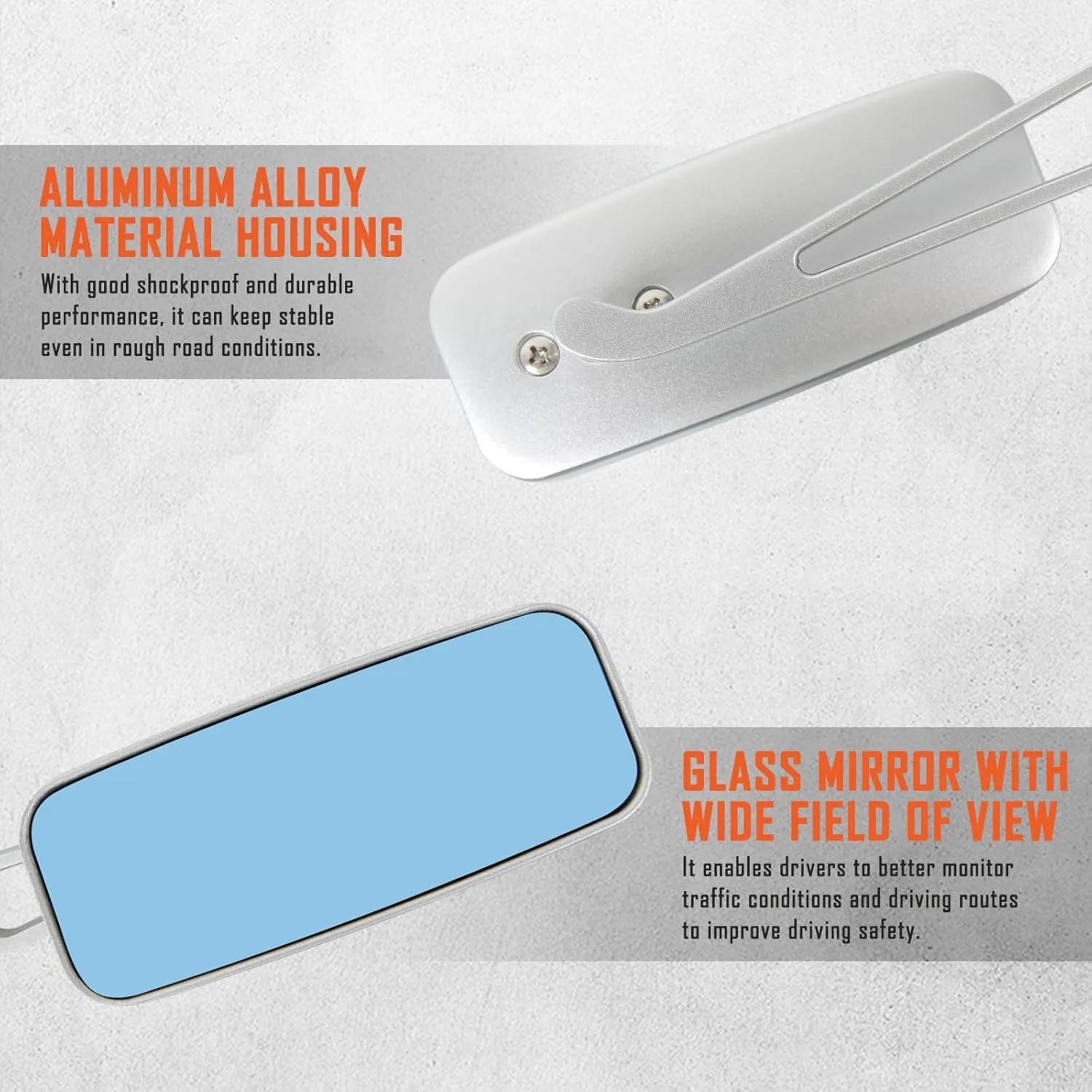 Devilmotor Rectangle Motorcycle Bobber Mirrors Smoke Blue Compatible with Harley Road King Street Glide Sportster Softail Fatboy Cruiser Chopper