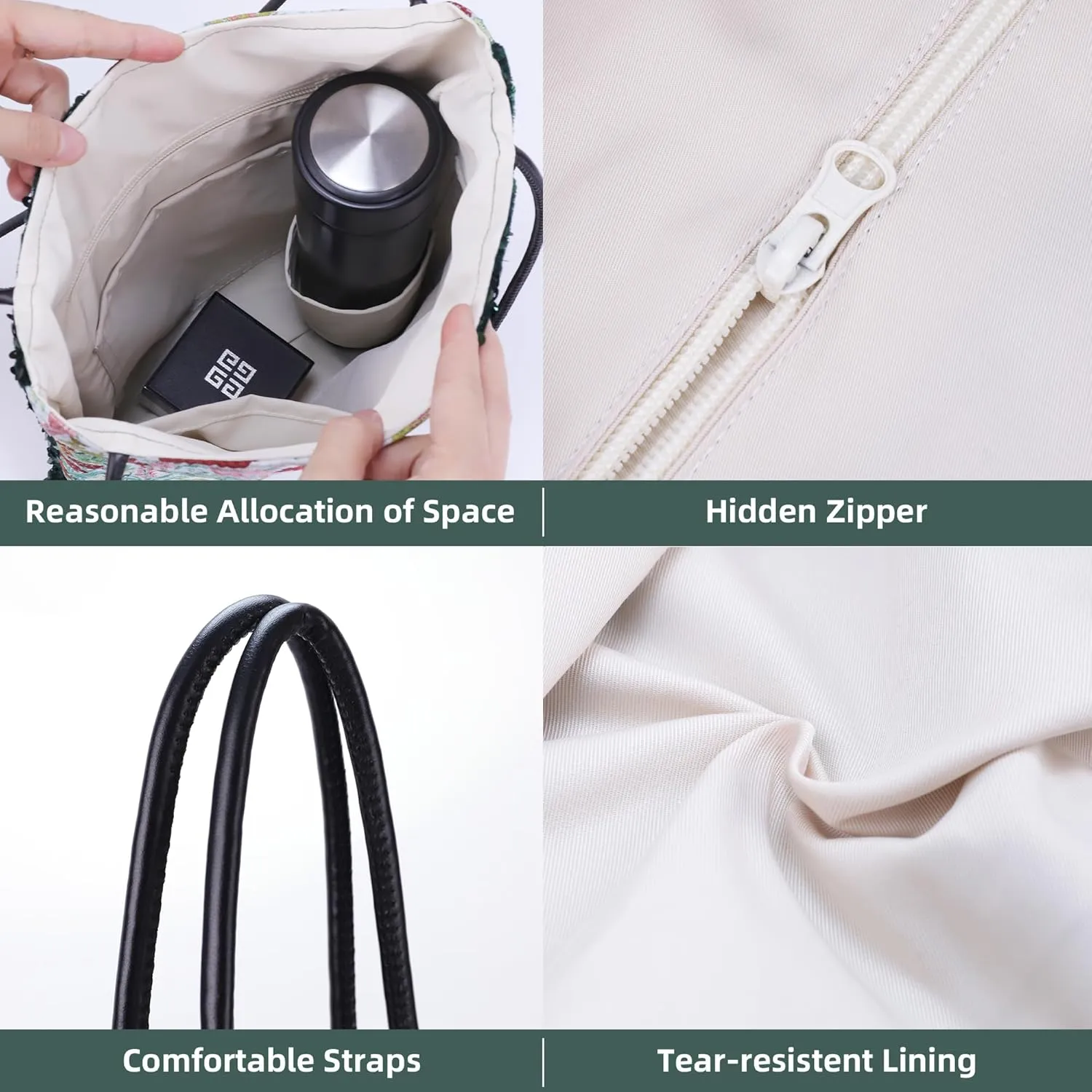 DGAZ Designer Hobo Bags for Women, Large Shoulder Bags, Luxury Tote Bag with Zipper