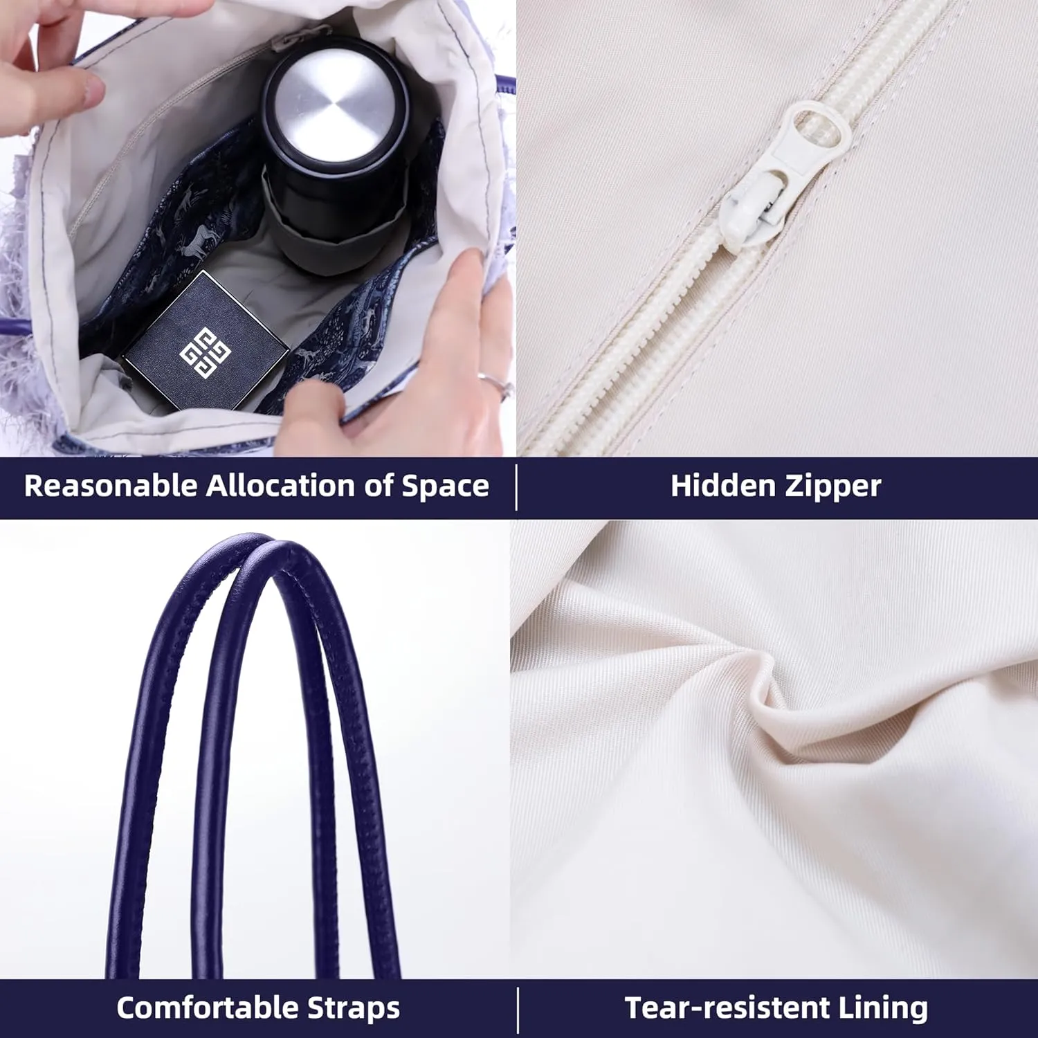DGAZ Designer Hobo Bags for Women, Large Shoulder Bags, Luxury Tote Bag with Zipper