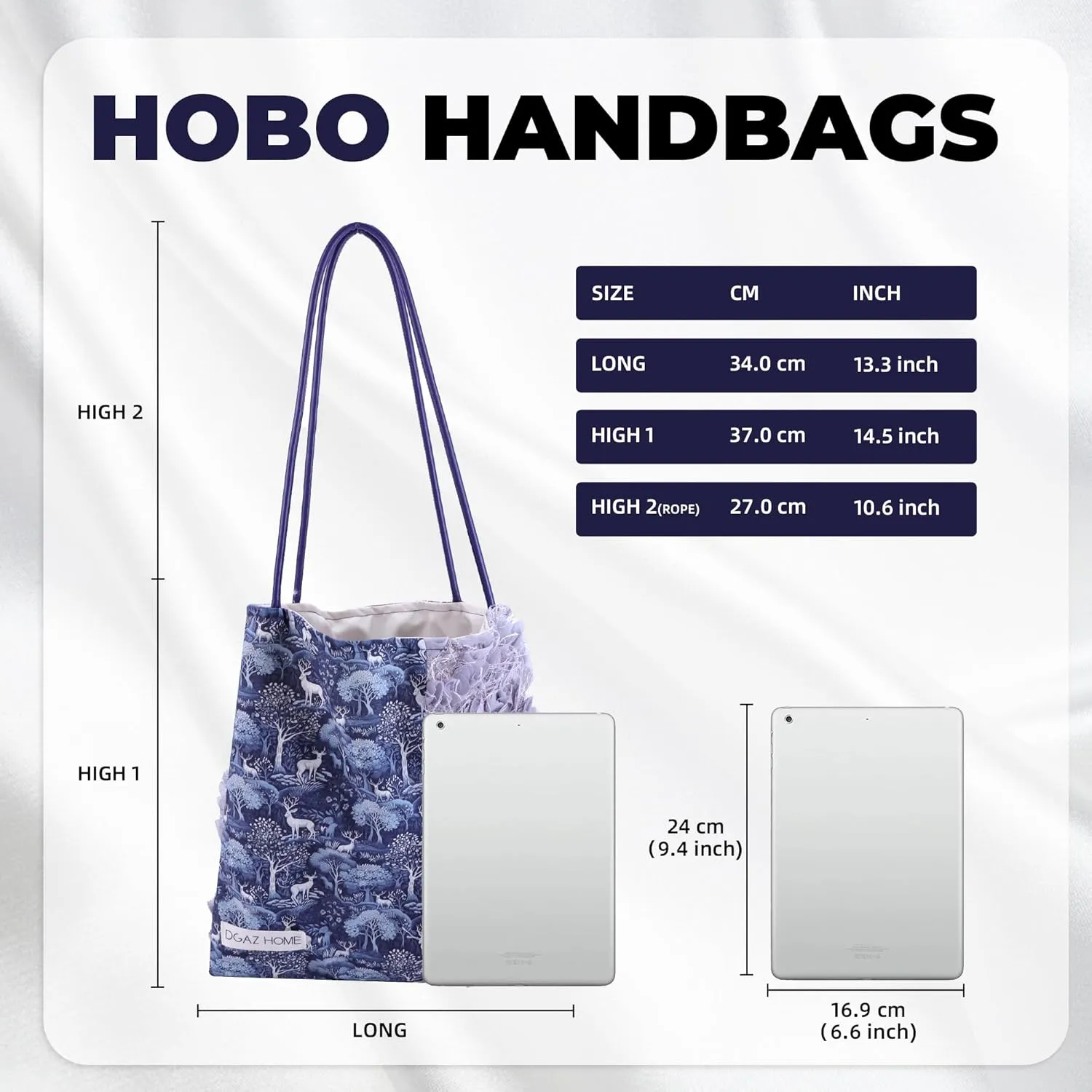 DGAZ Designer Hobo Bags for Women, Large Shoulder Bags, Luxury Tote Bag with Zipper
