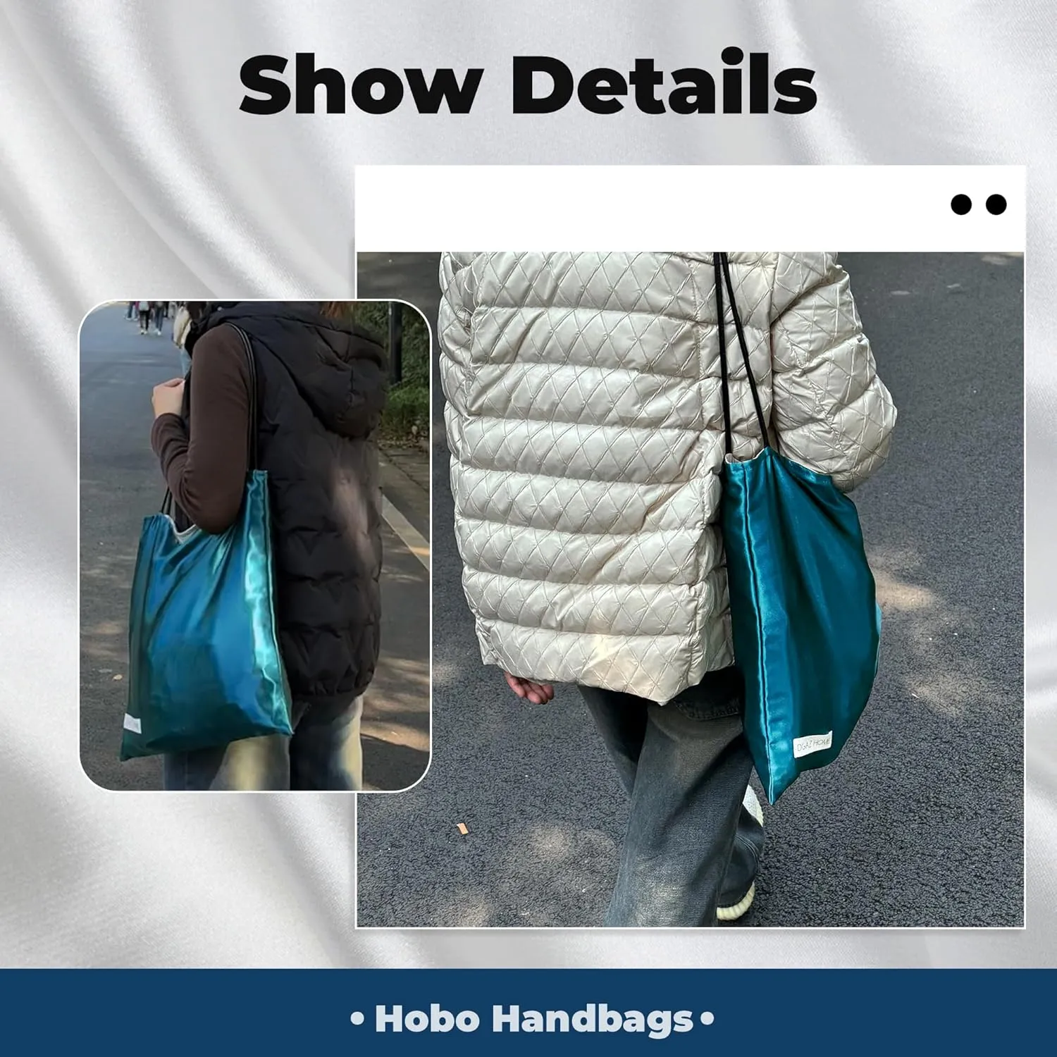 DGAZ Silk Designer Bags for Women, Luxury Tote Bag with Zipper, Large Shoulder Hobo Bags