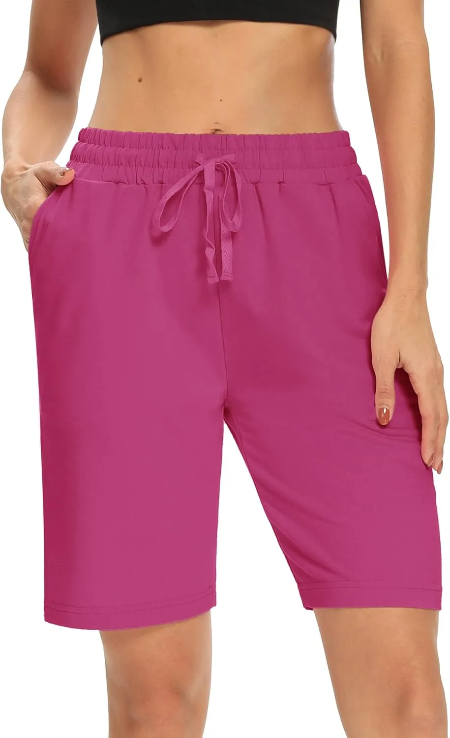 DIBAOLONG Womens Yoga Shorts Loose Comfy Drawstring Lounge Bermuda Shorts with 3 Pockets