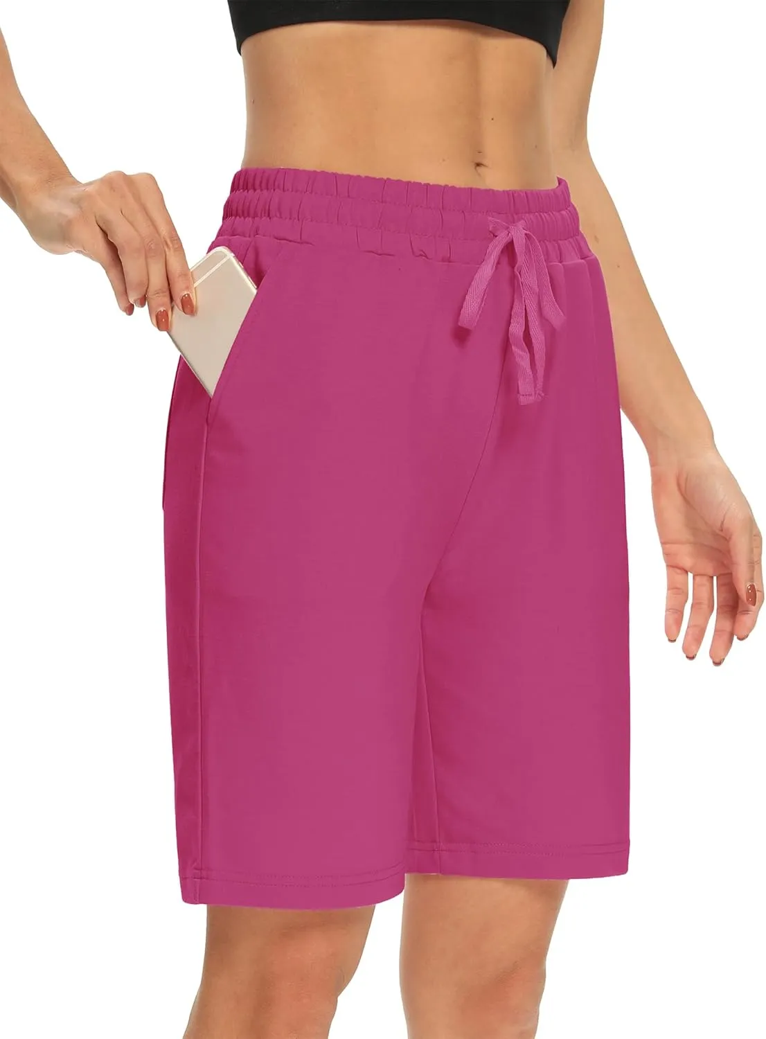 DIBAOLONG Womens Yoga Shorts Loose Comfy Drawstring Lounge Bermuda Shorts with 3 Pockets