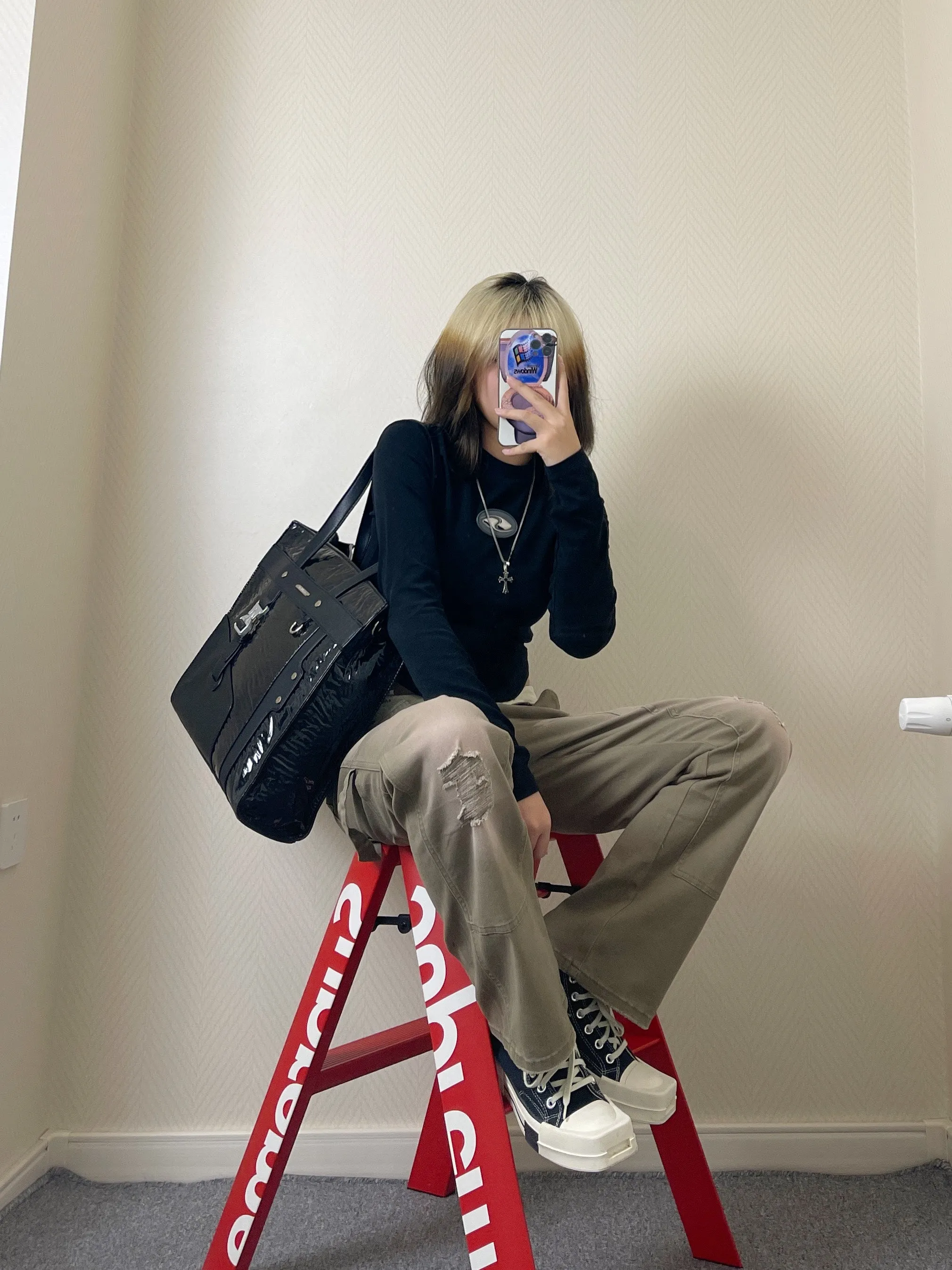 Dion Cultivator Black Patent Leather Handbag