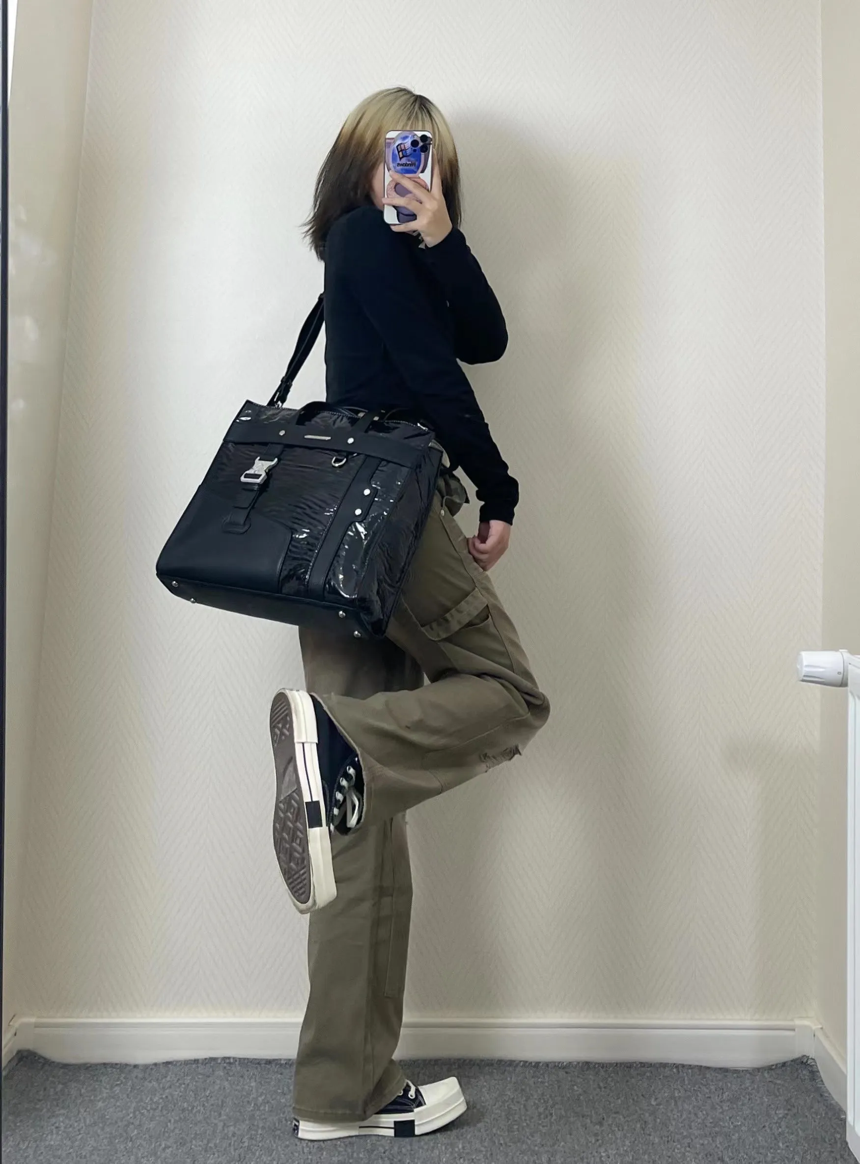 Dion Cultivator Black Patent Leather Handbag