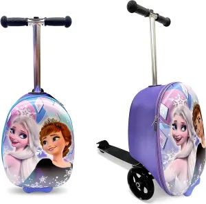 Disney Frozen Kids 19” Suitcase Scooter – Boys and Girls Magical Carry-on Luggage with LED Light Up Wheels, Waterproof Hard Shell, Retractable Handle, and Lightweight Foldable Ride-On Travel…