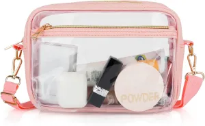 DOB SECHS Clear Crossbody Purse Bag - Clear Messenger Bag for Stadium Concerts & Sporting Events