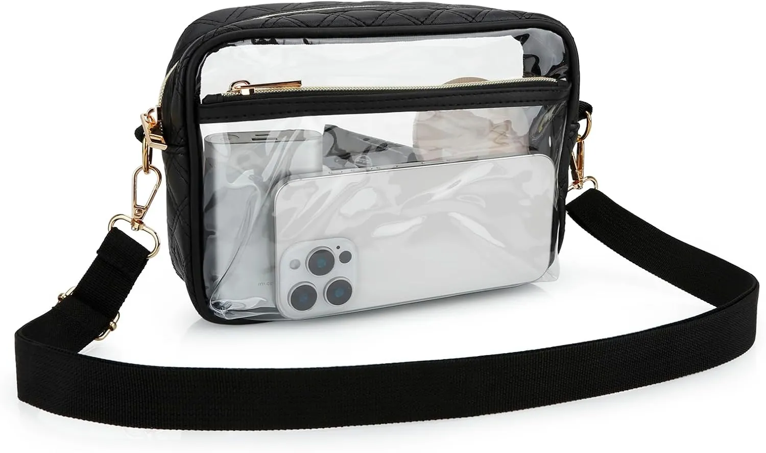 DOB SECHS Clear Crossbody Purse Bag - Clear Messenger Bag for Stadium Concerts & Sporting Events