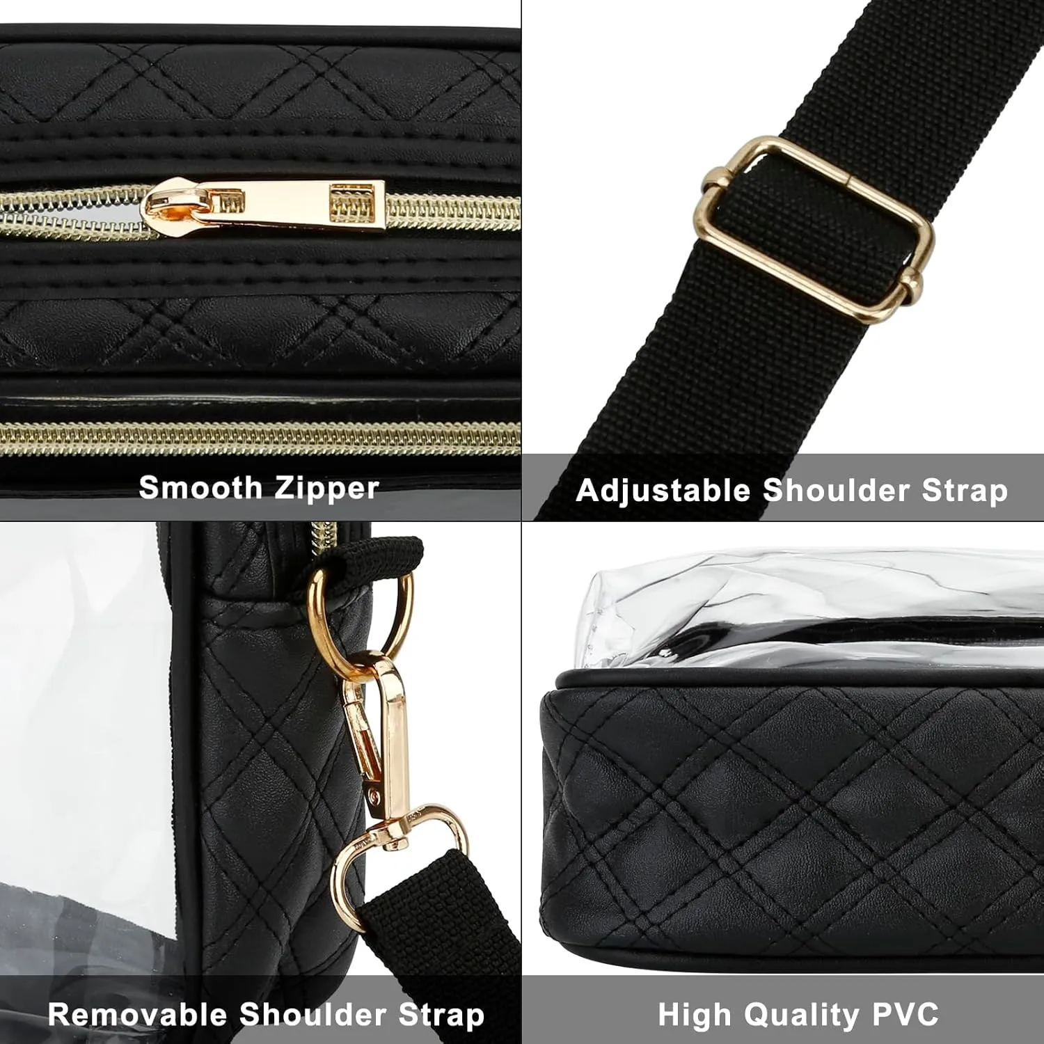 DOB SECHS Clear Crossbody Purse Bag - Clear Messenger Bag for Stadium Concerts & Sporting Events