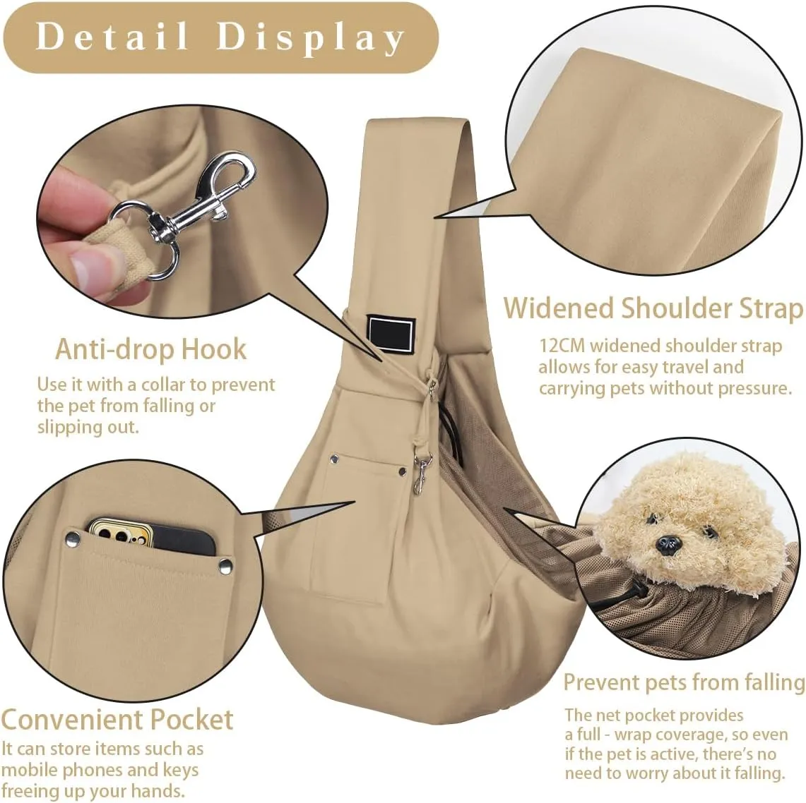 Dog and Cat Universal Messenger Bag Strap Outdoor Travel Small and Medium-Sized Pet Supplies with Net Bag and Portable Bag