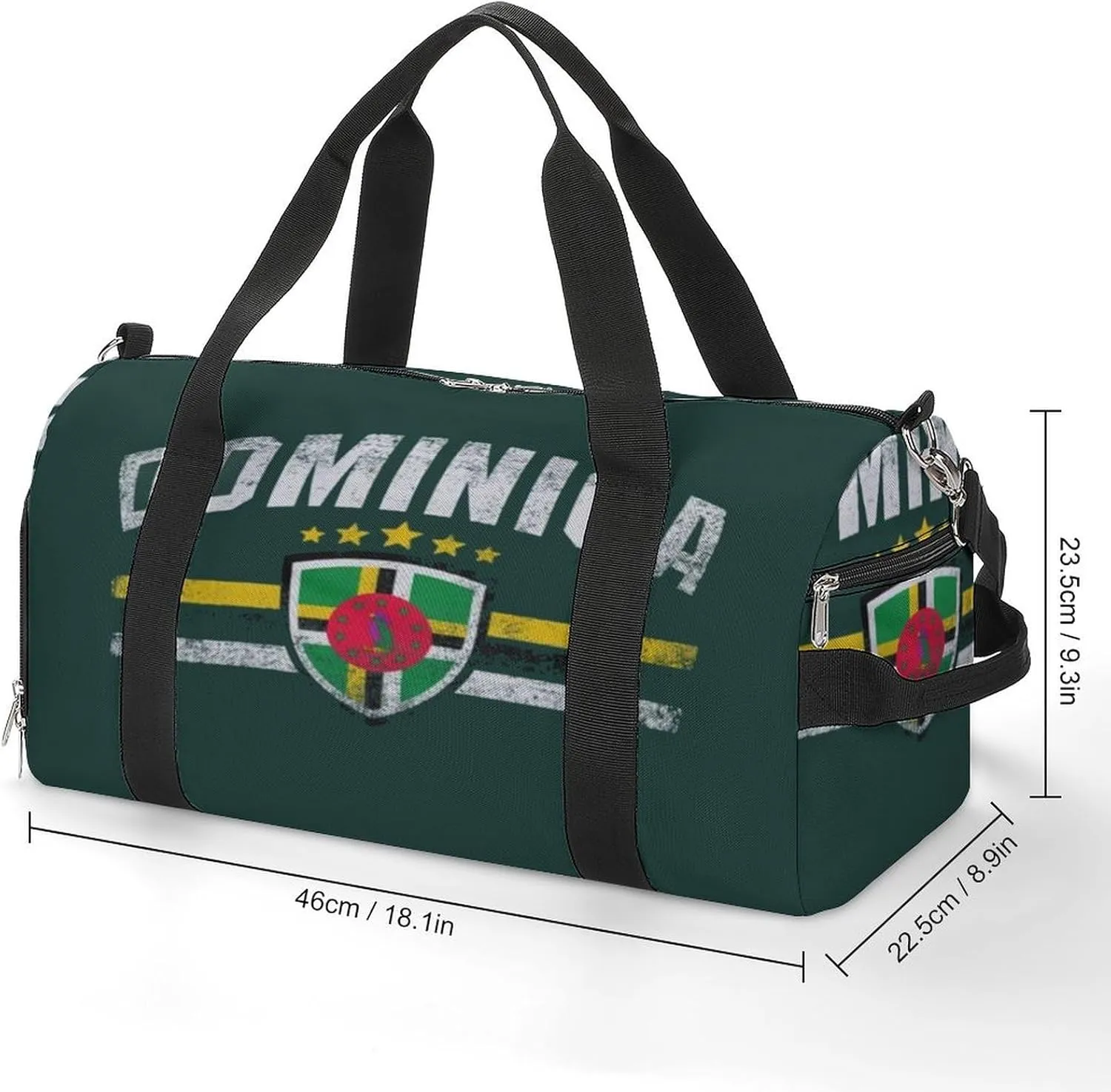 Dominica Flag Gym Bag-Workout Organizer with Water Resistant Compartments for Gym Lovers, style-24-6