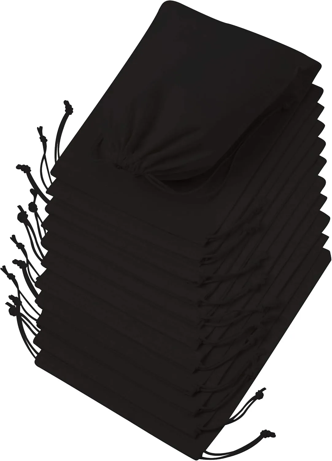 DR Black Cotton Drawstring Bags for Storage, Wardrobe, Travel and Household Organization (8 x 10 inch - 12 pack)