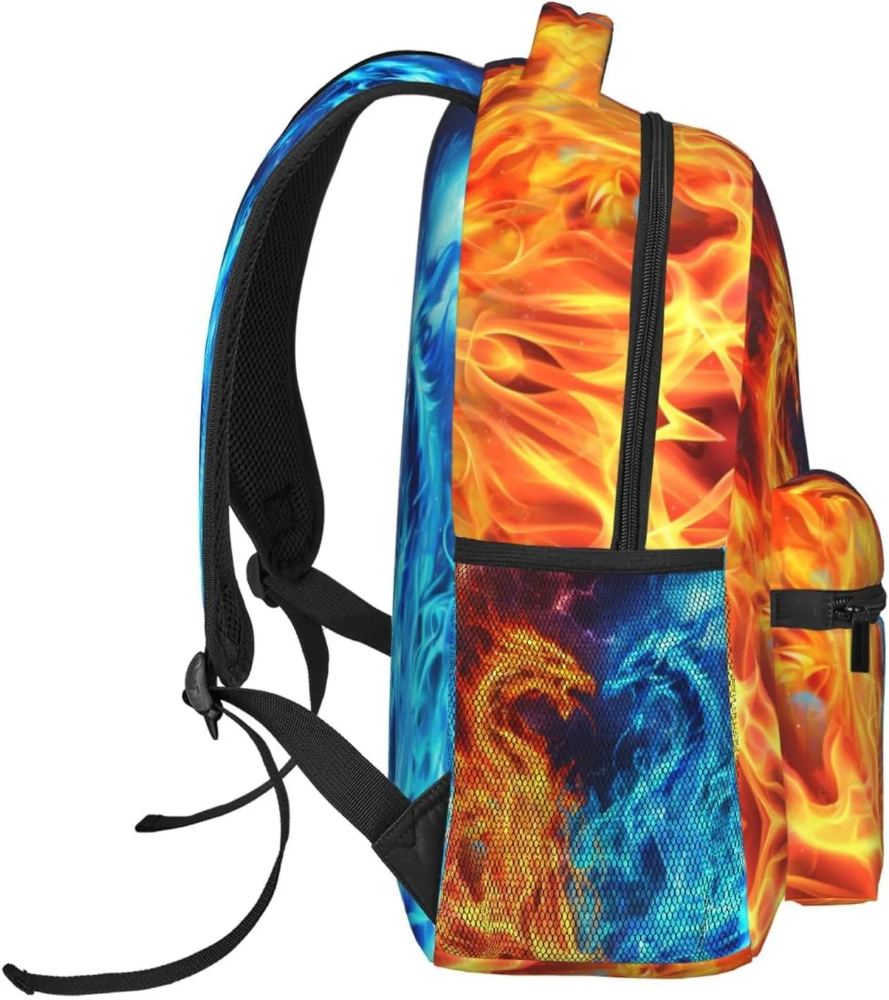 Dragon Backpack for Boys Girls Red Blue Fire Bookbags Lightweight Adjustable Elementary Middle High School Bags for Kids Children Teenagers Travel Daypack Cool Lightning Galaxy Backpacks Gifts