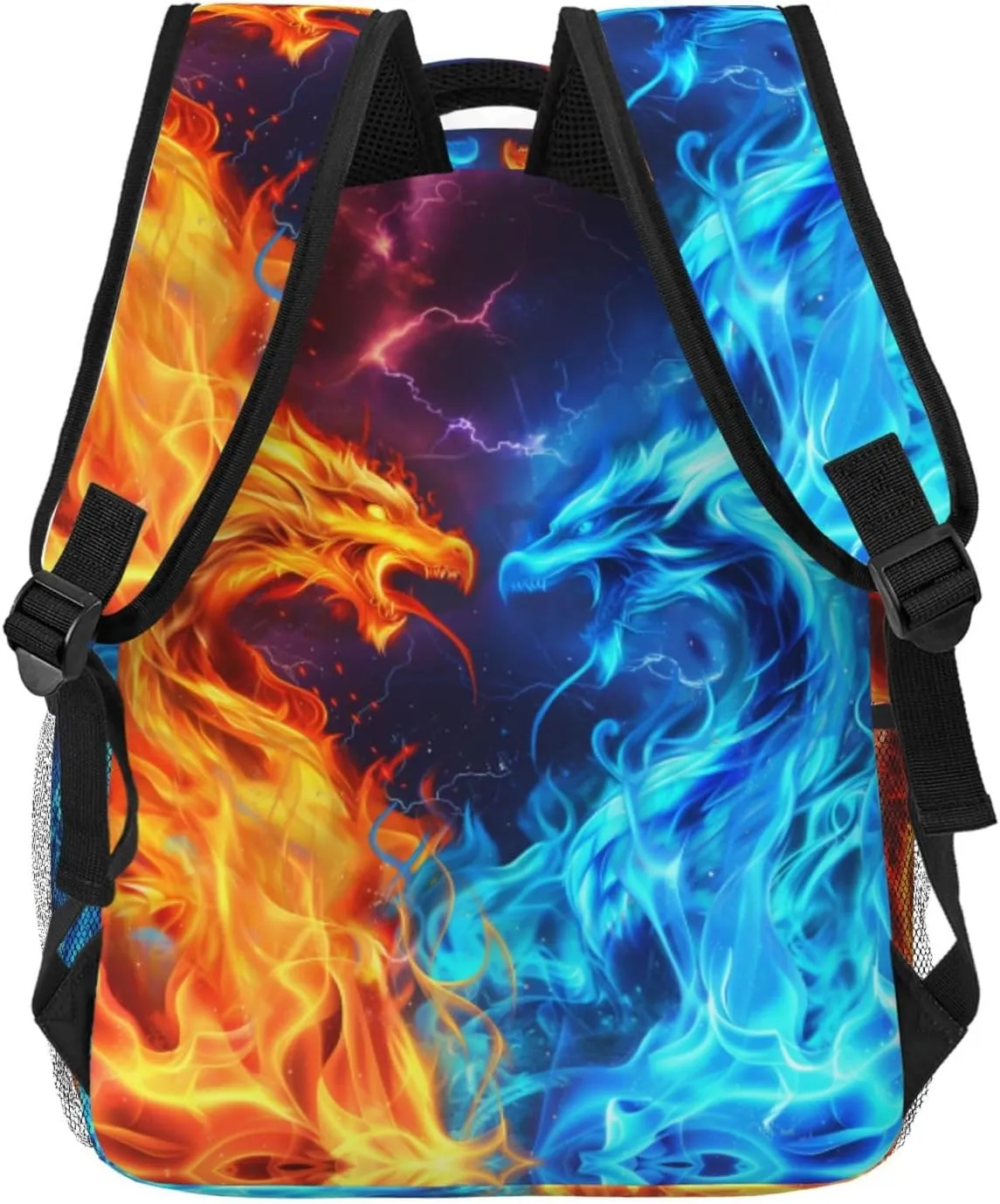 Dragon Backpack for Boys Girls Red Blue Fire Bookbags Lightweight Adjustable Elementary Middle High School Bags for Kids Children Teenagers Travel Daypack Cool Lightning Galaxy Backpacks Gifts
