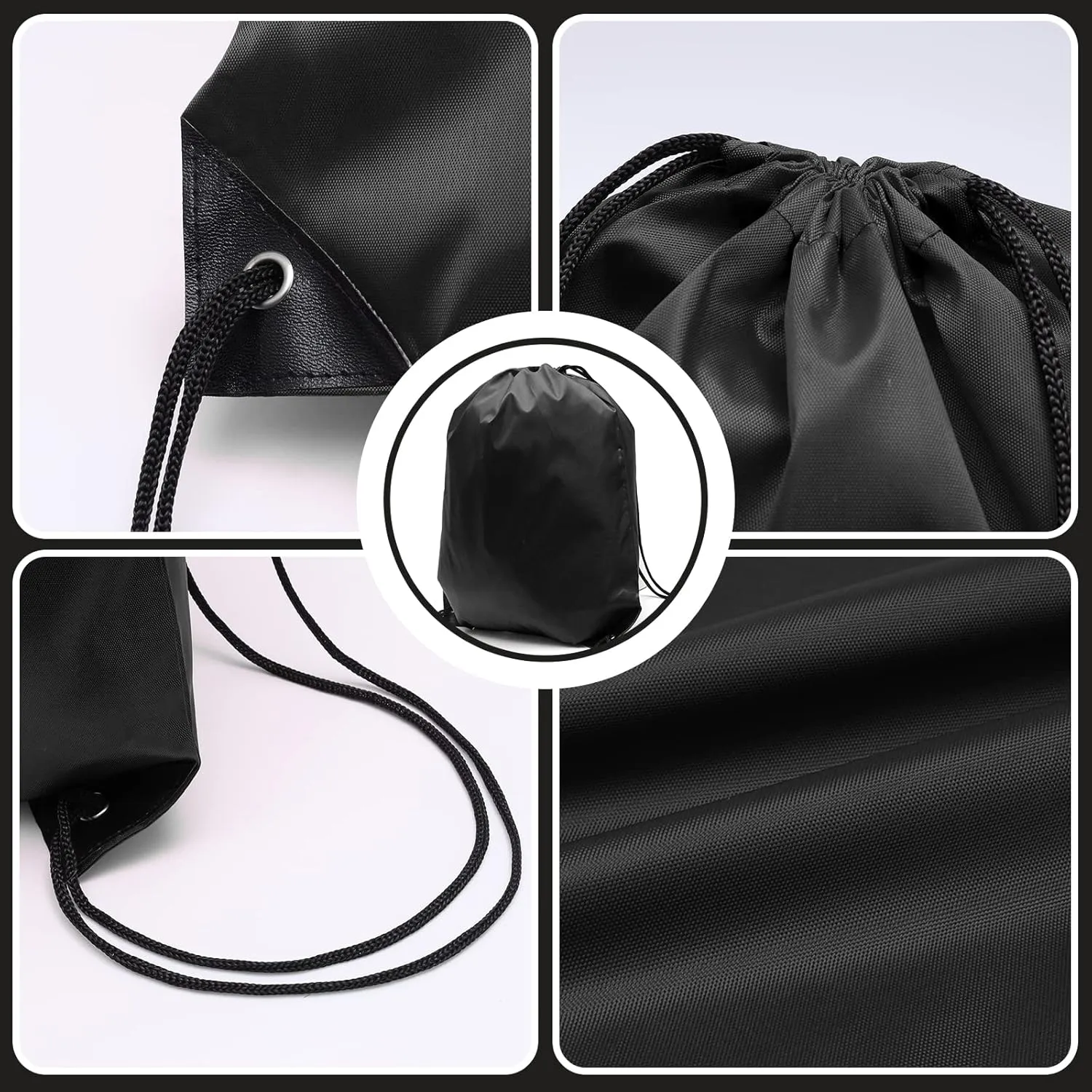 Drawstring Backpack, 72 Pcs String Bags, Cinch Bags for Sport and Gym, Black