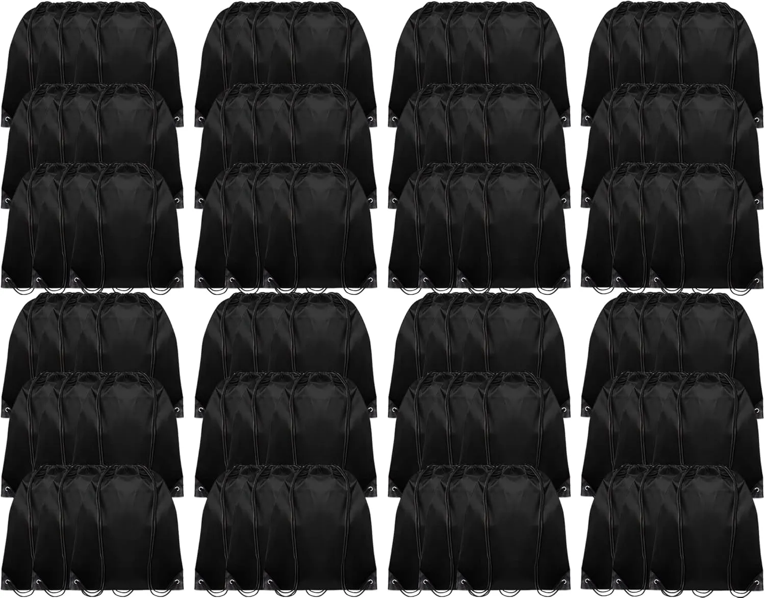 Drawstring Backpack, 72 Pcs String Bags, Cinch Bags for Sport and Gym, Black