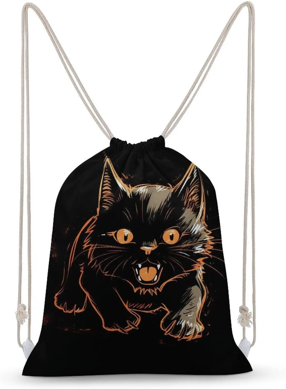Drawstring Backpack Cat with A Expression String Bag Sackpack Foldable Backpack Sports Gym Bag for Shopping Yoga