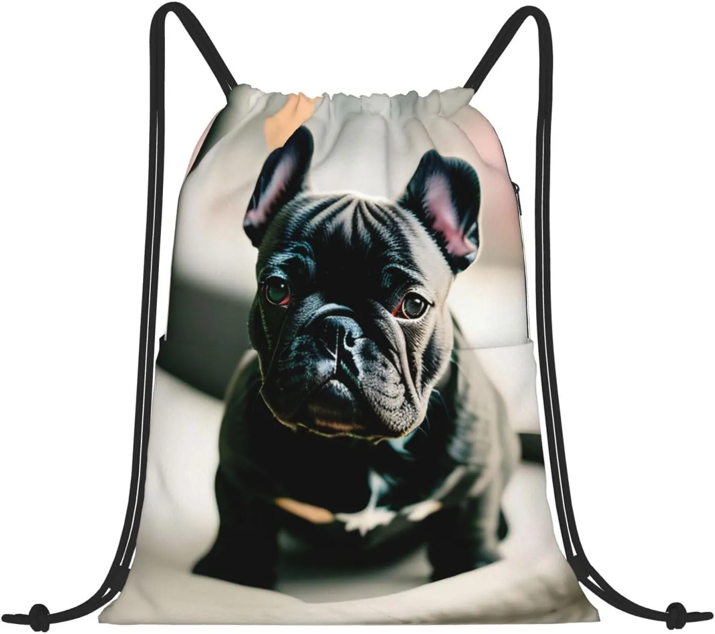 Drawstring Backpack for women,Versatile drawstring bag,Water-Resistant Cinch Bag,Gym sackpack-Adorable French Bulldog