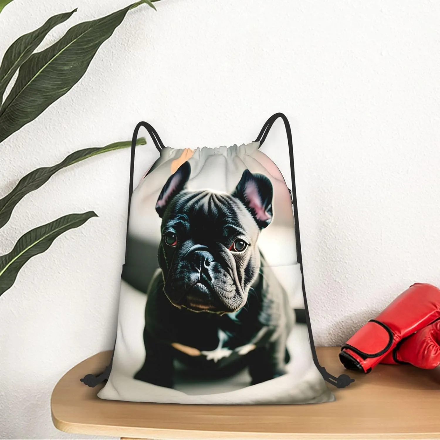 Drawstring Backpack for women,Versatile drawstring bag,Water-Resistant Cinch Bag,Gym sackpack-Adorable French Bulldog