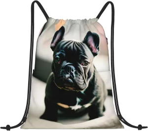 Drawstring Backpack for women,Versatile drawstring bag,Water-Resistant Cinch Bag,Gym sackpack-Adorable French Bulldog