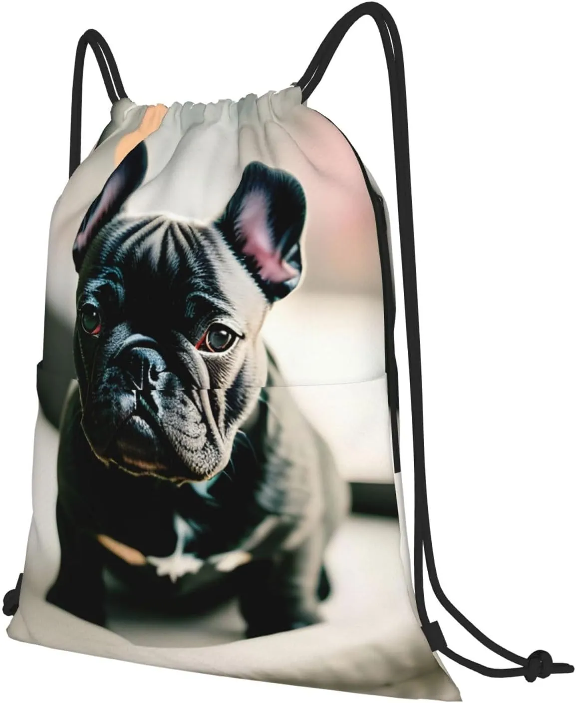 Drawstring Backpack for women,Versatile drawstring bag,Water-Resistant Cinch Bag,Gym sackpack-Adorable French Bulldog