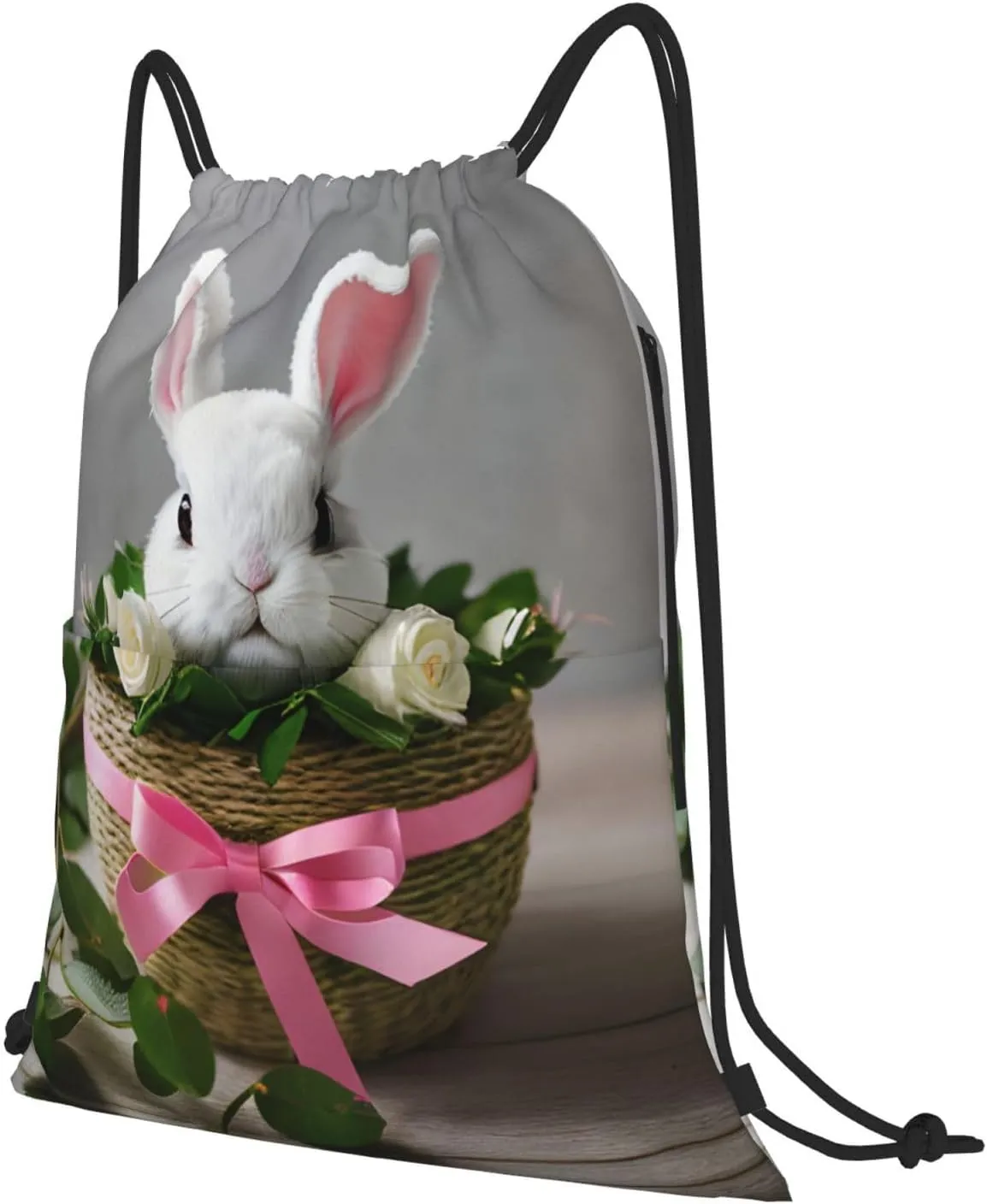 Drawstring Backpack for women,Versatile drawstring bag,Water-Resistant Cinch Bag,Gym sackpack-Bunny Rosette