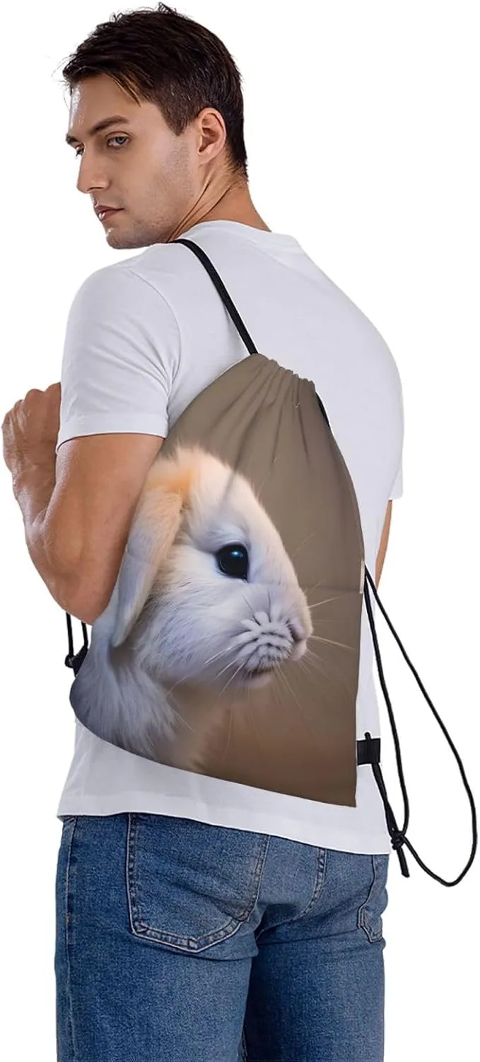 Drawstring Backpack for women,Versatile drawstring bag,Water-Resistant Cinch Bag,Gym sackpack-cry rabbit