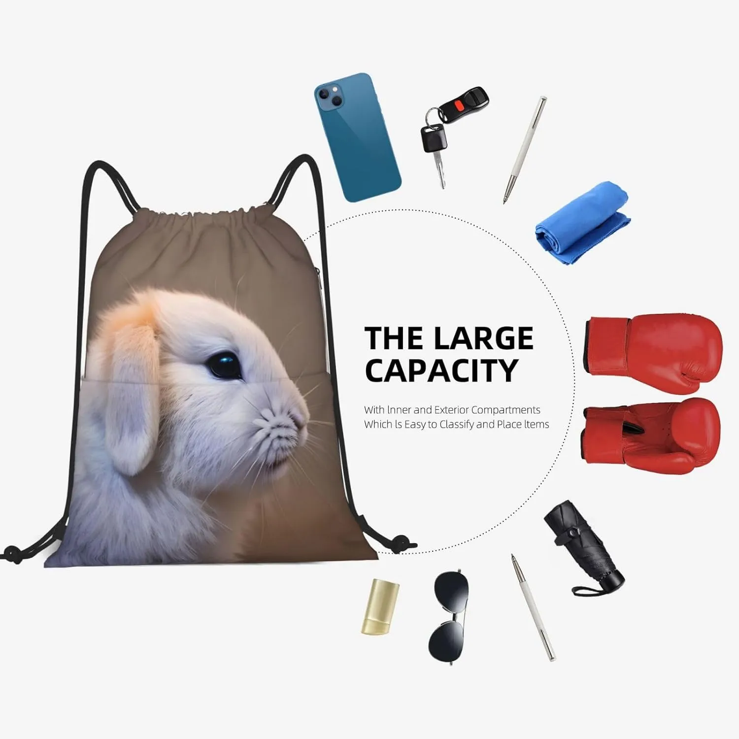 Drawstring Backpack for women,Versatile drawstring bag,Water-Resistant Cinch Bag,Gym sackpack-cry rabbit