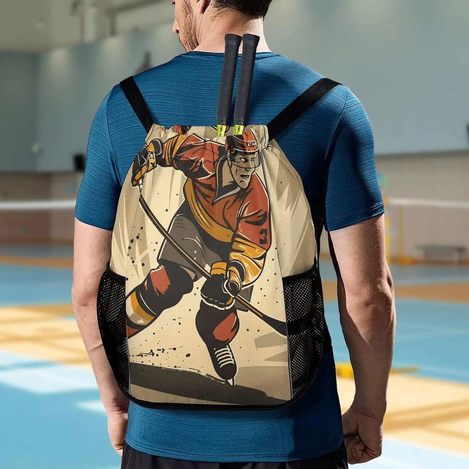 Drawstring Backpack Gym Drawstring Bag for Men Athlete Cartoon Image Draw String Bags Gym Bag Cinch Bag