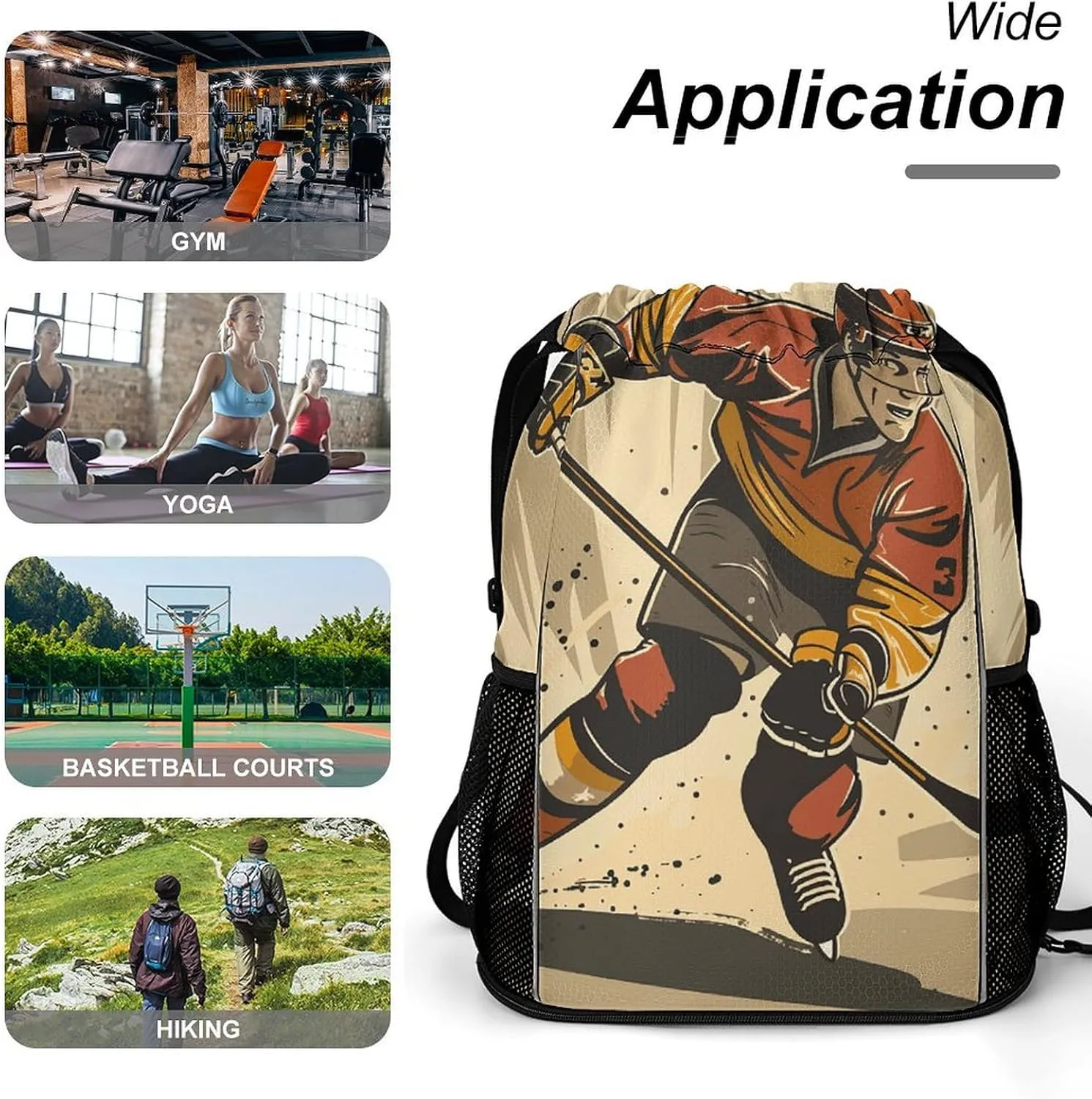 Drawstring Backpack Gym Drawstring Bag for Men Athlete Cartoon Image Draw String Bags Gym Bag Cinch Bag